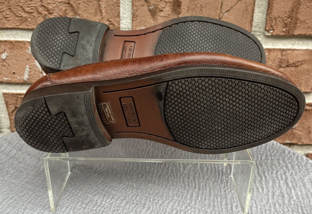 VTG Giorgio Brutini Shoes Mens Size 10D Brown Tassel Loafers Leather SlipOn 9469 Giorgio Brutini Le Glove Woven Brown Leather Kiltie Tassel  main image 4