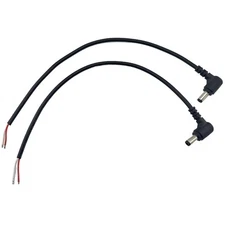 2 Pcs- DC Power 5.5x2.5mm Connector Male Right Angle Cord Cable 30cm/1ft