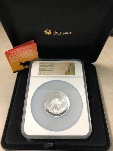 2017-P Australia $8 Kangaroo 5oz .999 Silver HR NGC PF70 Ultra Cameo COA #032