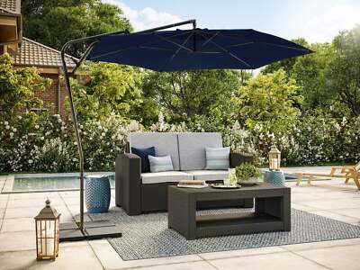 Navy Blue 10' Diameter Canopy Cantilever Umbrella Home Outdoor Furniture
