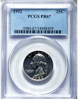 1952 PCGS PR67 Proof Washington Quarter PF67 Nice! Bright White PQ