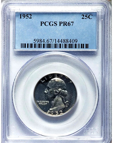 1952 PCGS PR67 Proof Washington Quarter PF67 Nice! Bright White PQ