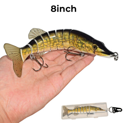 8inch Fishing Lure Bait Bass Muskie CrankBait Fishing Tackle Fishhook  Yellow | eBay