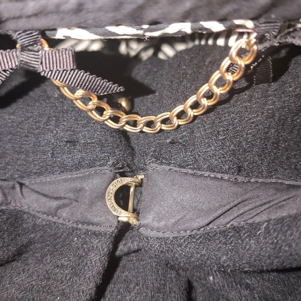 Chaqueta Abrigo Vintage Y2K Juicy Couture Lana Negra Guisante Talla M Foto 4 de 4