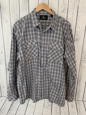 Redhead Plaid Long Sleeve Button Front Shirt Men's XL Gray Red