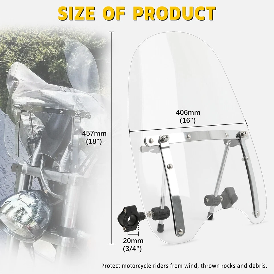 Abrazaderas transparentes para parabrisas para motocicleta 18"x16" para Honda Shadow VLX 600 VT600 VT600C Foto 2 de 4