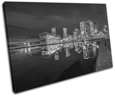 Manchester Riverside Salford Quays City EINZELNE LEINWAND WANDBILD Bild Druck