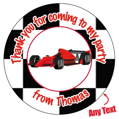 ELSIE BEAU Personalised Formula 1 Racing Car Birthday Stickers Party Bag Thank You - 506
