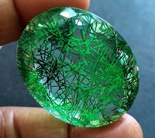 EGL Certified 144.75 Ct Oval Cut Natural GREEN Rutilated Quartz Loose Gemstone