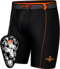 Exxact Sports Men's Compression Shorts with Soft Athletic Cup for Baseball