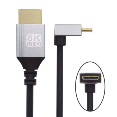 Down Angled Mini HDMI 2.1 Ultra Thin HDTV Cable 8K 4K Type-A to Type-C for HDTV