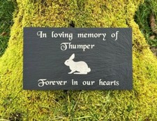 PERSONALISED ENGRAVED SLATE PET MEMORIAL GRAVE MARKER PLAQUE RABBIT - ALL SIZES