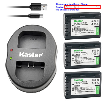 Kastar Battery Dual Charger for Sony NP-FH50 FH50 & Sony DCR-SR190 DCR-SR200