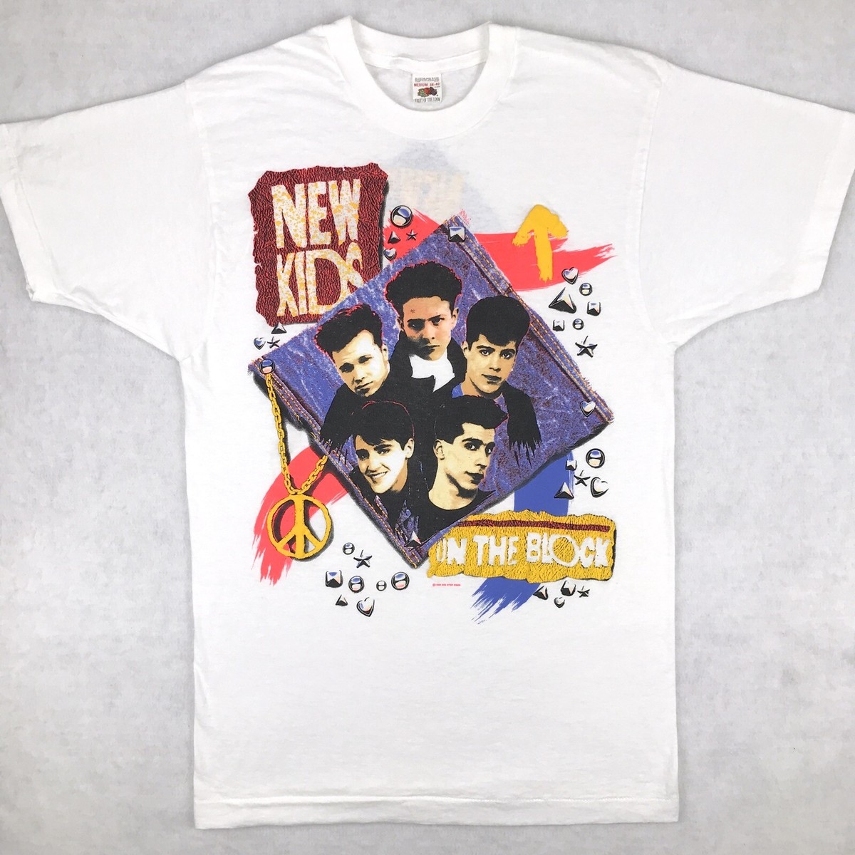 vintage 1990 NEW KIDS ON THE BLOCK CONCERT T-Shirt XS/S rock 