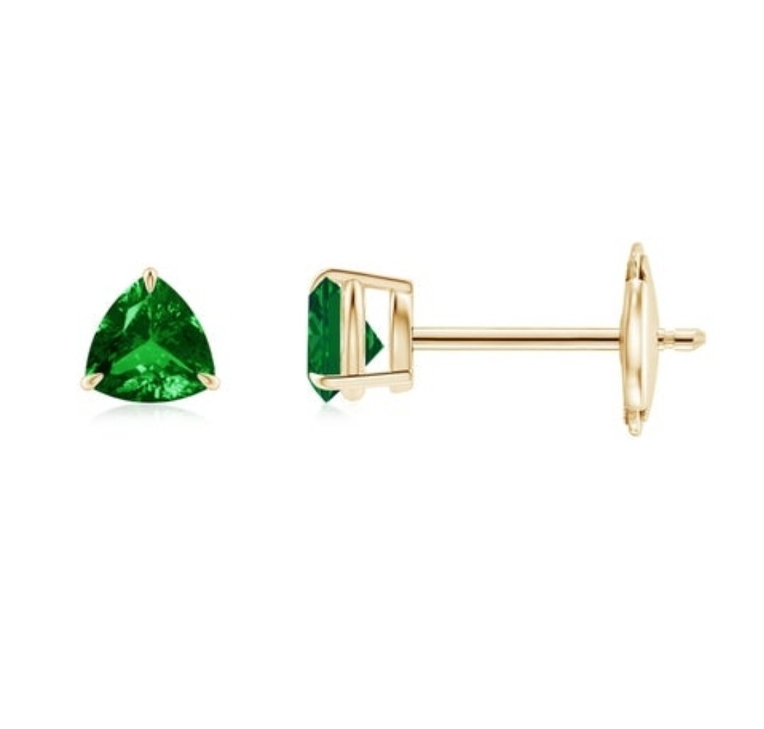 925 Sterling Silver Emerald Stud Earrings for Women