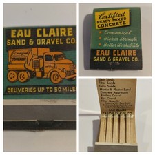 Vtg Matchbook EAU CLAIRE SAND & GRAVEL CO. Ready Mix Concrete Advertising