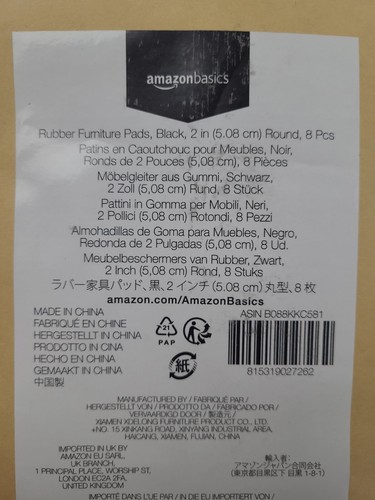 Basics Black 2 inch Rubber Furniture Pads, 8 pcs. NEW - Picture 5 of 5