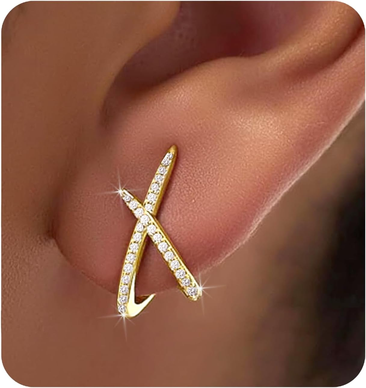 Trendy 14K Gold Plated Minimalist Stud Earrings for Women