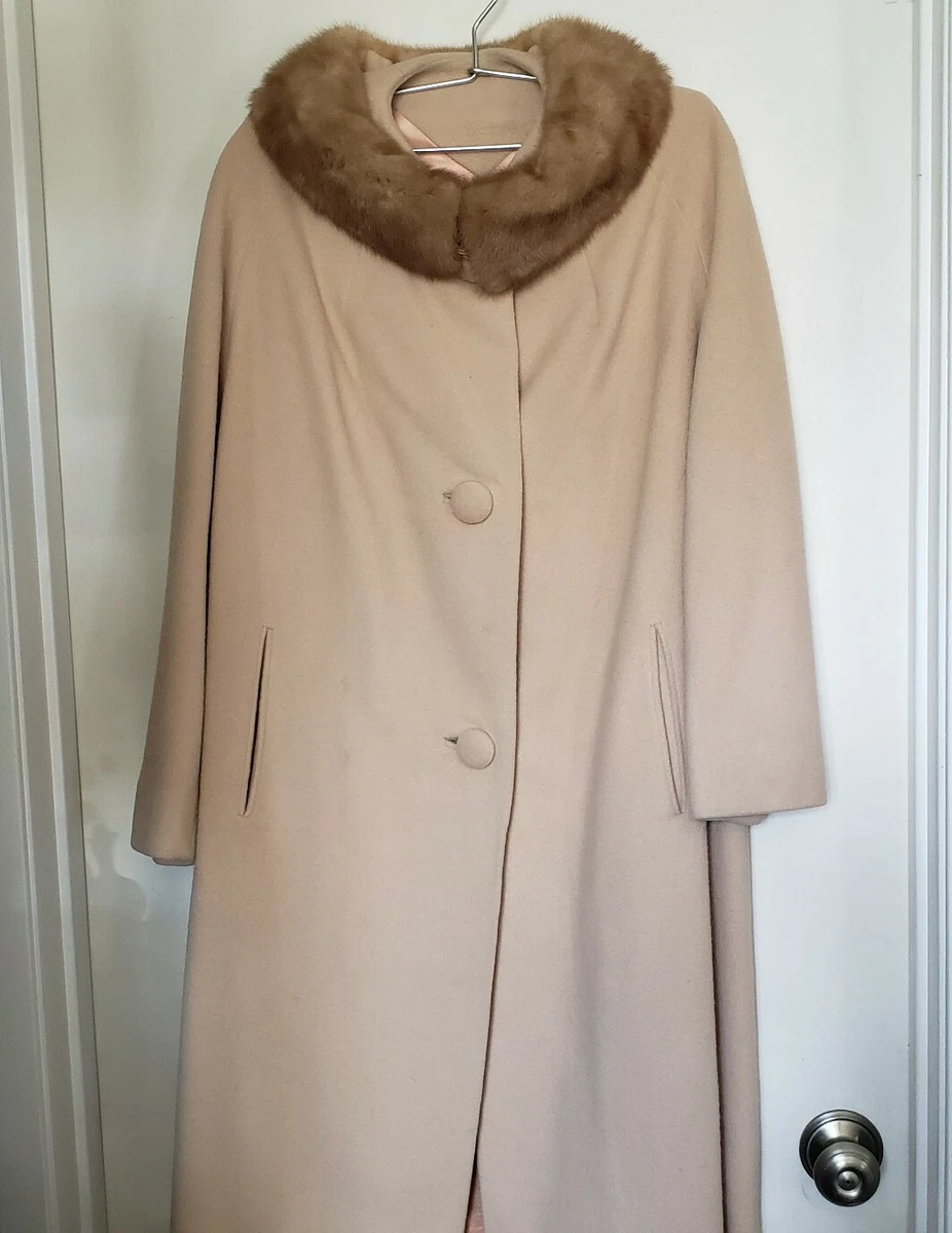 M&S Pale Pink Wool Cashmere Coat With Faux, 56 OFF
