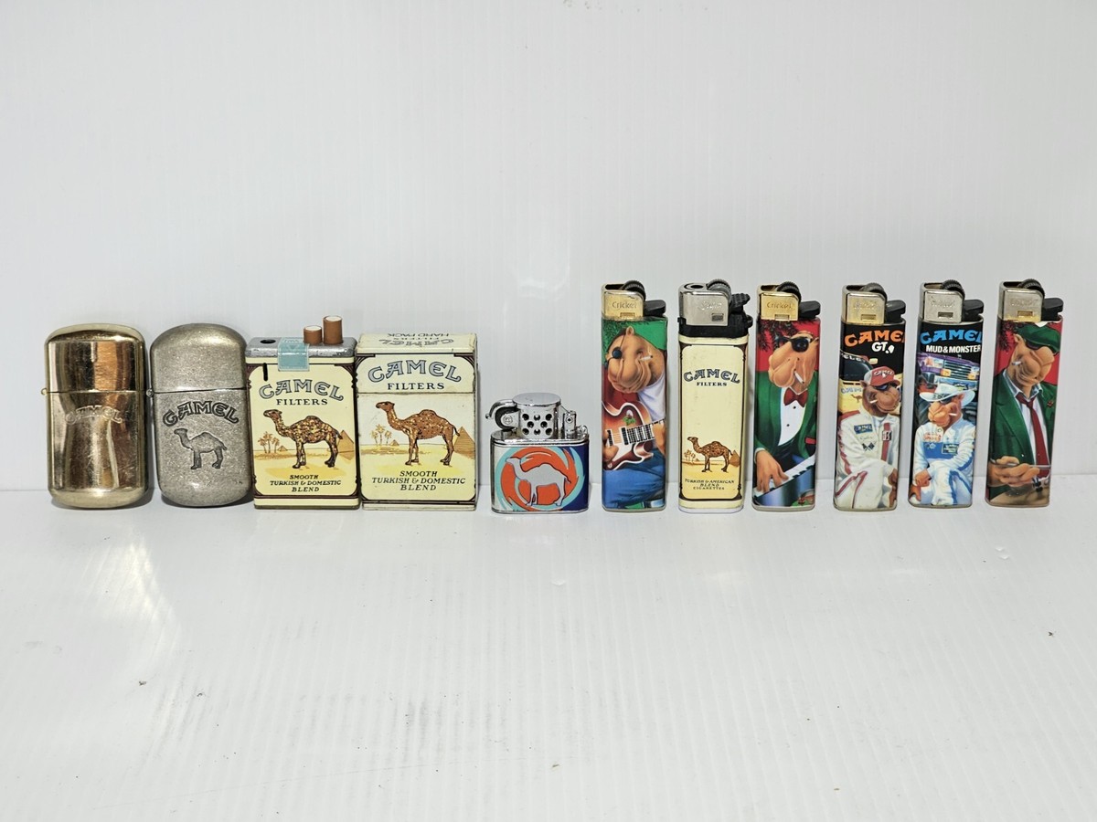 VTG Camel Cigarette Lighters Lot Of 11 All Different