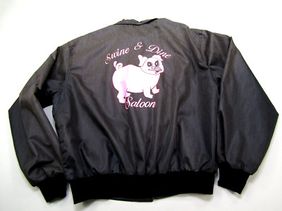 VTG Swine & Dine Saloon Light Jacket Mens XL 48-50 Pig Retro Zip Pla-Jac Outdoor