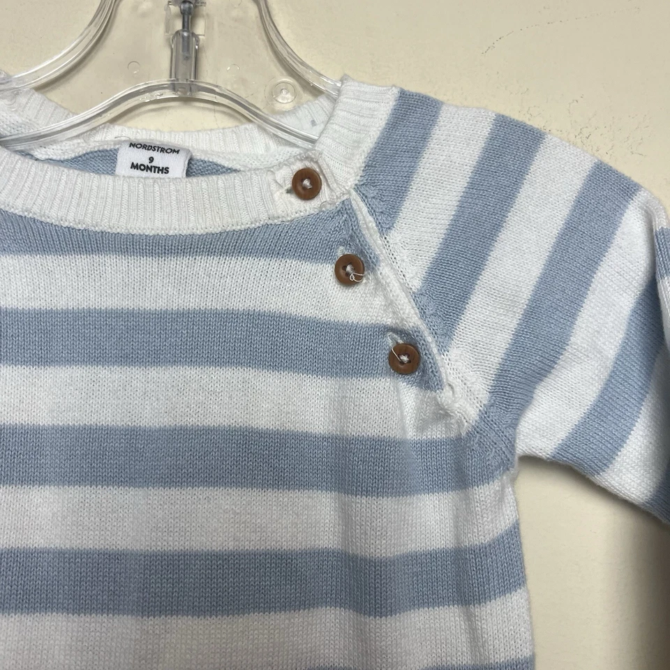 Suéter Nordstrom Bebé Tejido Azul Blanco Rayas Mono Una Pieza 9 Meses Foto 3 de 4