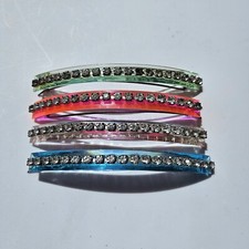 Rhinestone Hair Barrette Vintage Gem Prong Set Of 4 Colorful 40s 50s