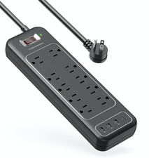 Power Strip Surge Protector USB C 10 AC Outlets 3 USB A Fast Charge Black ETL.