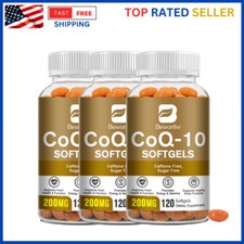 3 Packs Coenzyme Q-10 CoQ10 Capsules 200mg Heart Health Energy Support 120 Caps