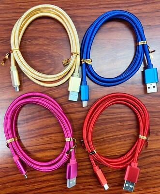 4-Pack 3ft Micro USB Fast Charger Data Cable Cord For Samsung Android Multicolor