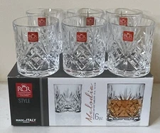 NEW Set of 6 Royal Crystal Rock OVERTURE Double Old Fashioned Glasses EXCELLENT