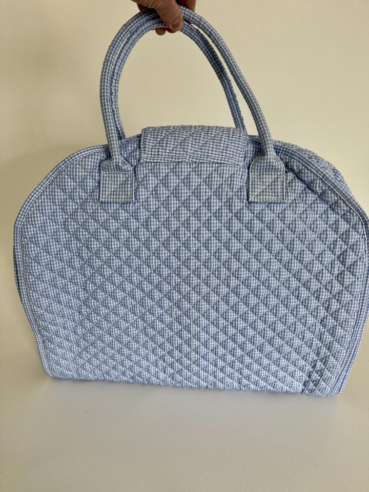 Bolsa de ropa acolchada acolchada azul guinga 42 X 17 Foto 2 de 4