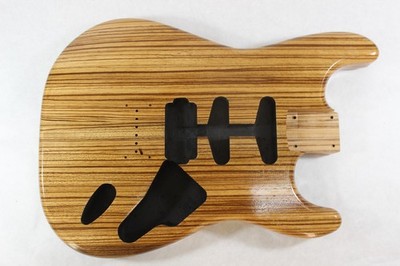 Finished Zebrawood HSS guitar body - fits Fender Strat neck Floyd