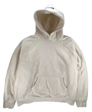 Fear of God Essentials Hoodie Mens Large Cream w Black Raised Logo Sweatshirt