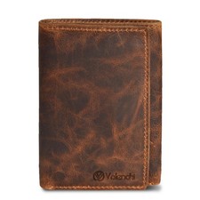 Genuine Leather Mens RFID Blocking Slim Trifold Wallet with 6 Cards 1 ID Wind...