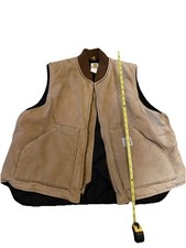 VTG Carhartt VQ186 Quilted Lined Canvas Vest Size XL Union Made In USA Khaki EUC