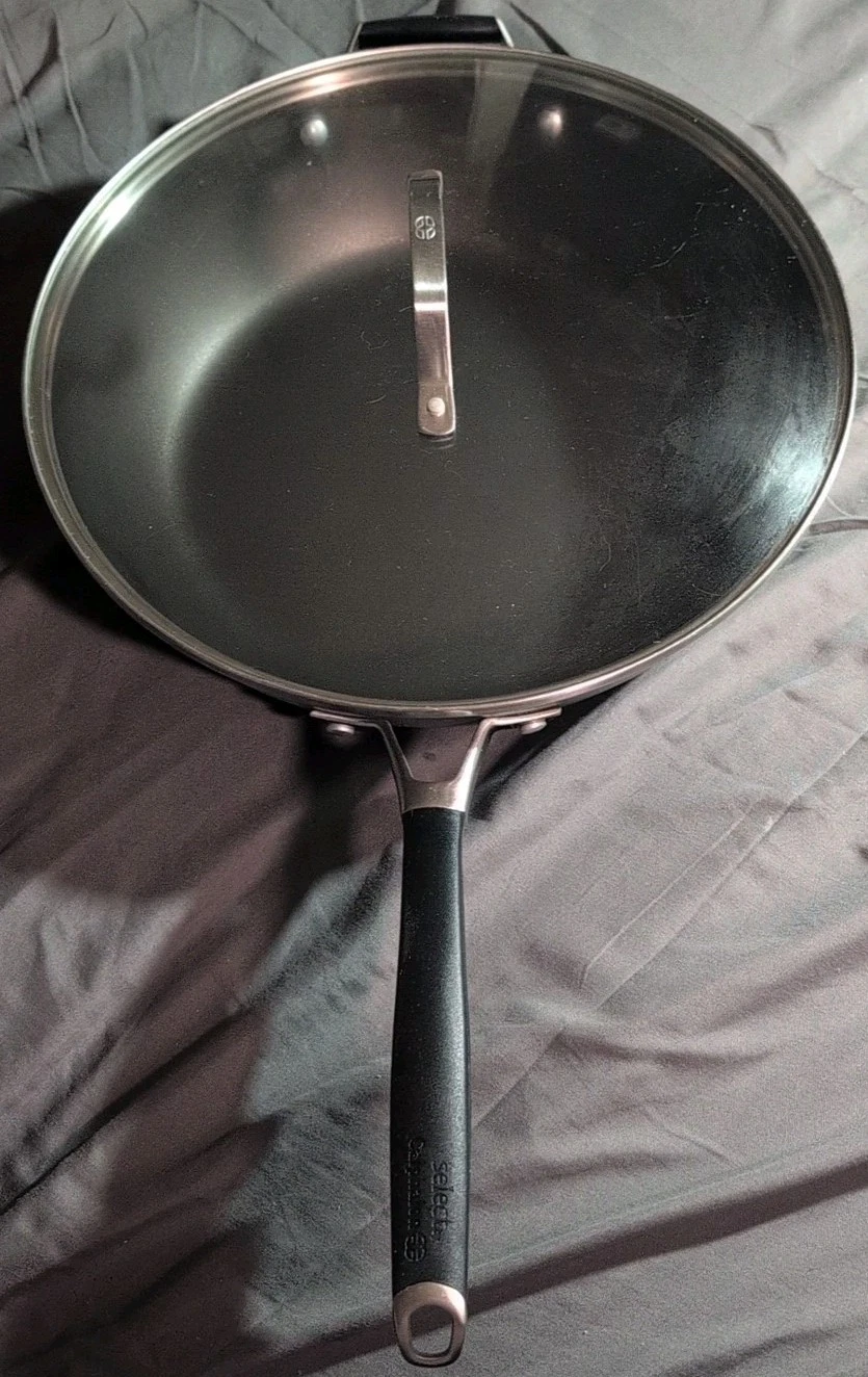 Calphalon Select 12"X3.5" Frying Pan with Lid Stockpot 1612 Dual Rubber Handles