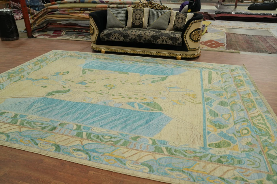 Transitional Oushak Turkish Large Rug 10x14 Vegetable Dye Oriental Wool Carpet - Image 3 of 4