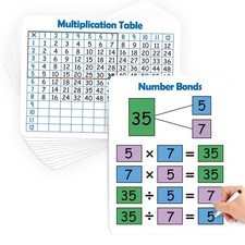Aizweb 12 Pack Multiplication Chart Dry Erase Board Card,12" x 9" Multiplicat...