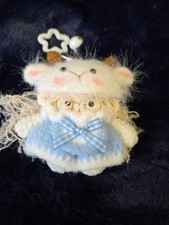 Handmade Crochet amigurumi sheep in fluffy cat costume