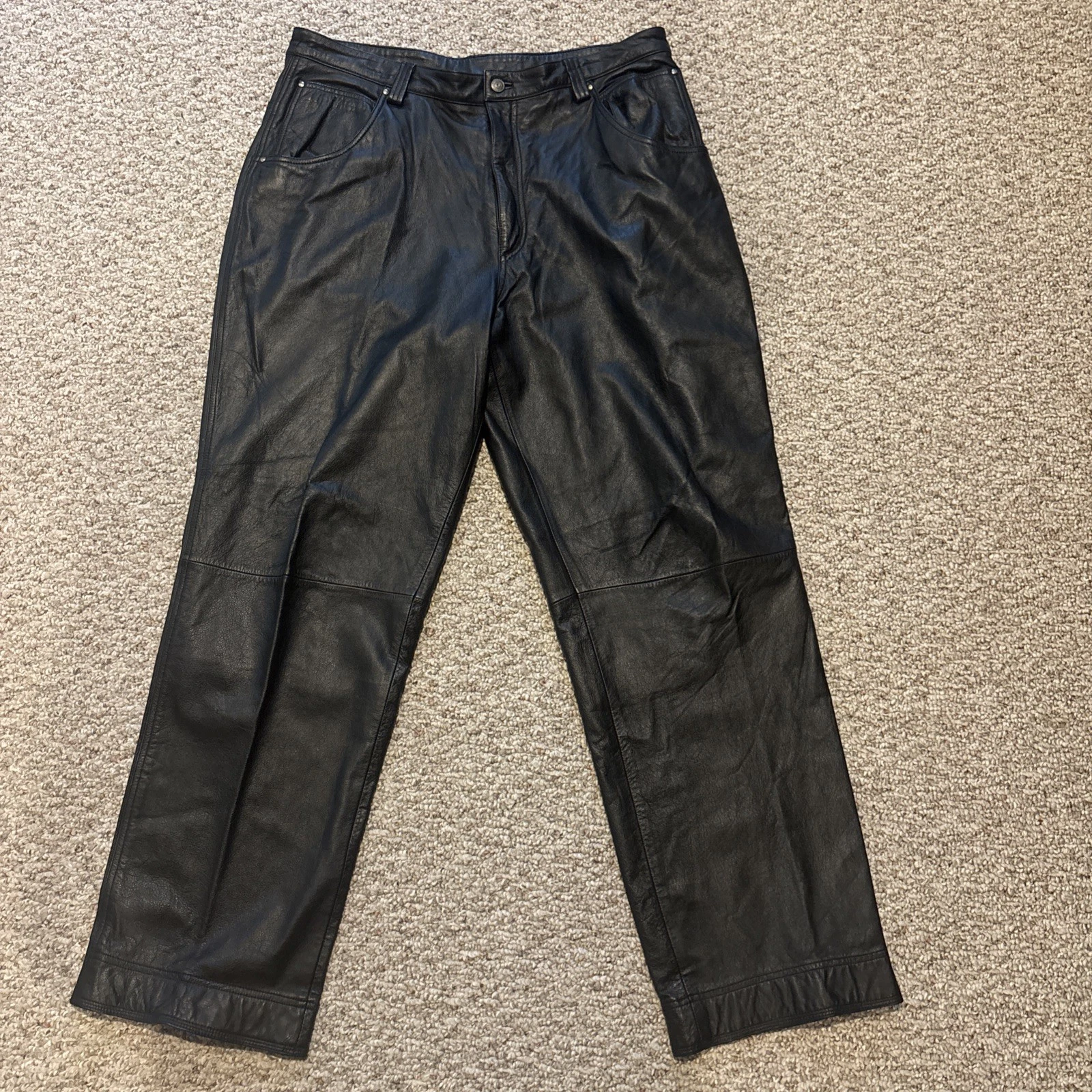 WIlsons Leather Pants Men's 38 Black Lined Straight Leg Actual 36x33 M Julian