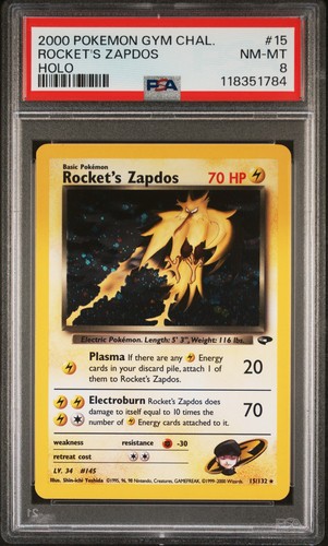 Pokemon 2000 Gym Challenge Rocket's Zapdos #15 PSA 8