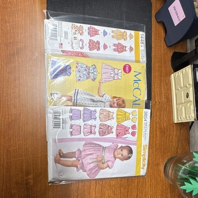 Simplicity and McCalls Infant Girl Dress Sewing Pattern. Original.  Lot of 3