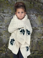 Aran Merino Wool Baby Child Lap Blanket Cream 26x45 Shamrock Ireland Excellent