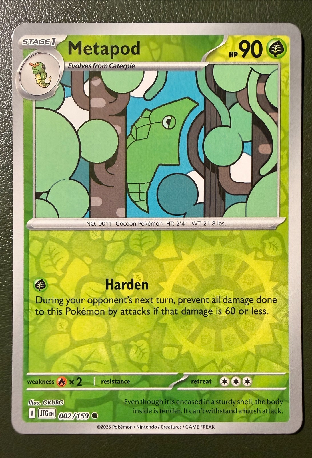 Pokemon TCG Metapod 2/159 Journey Together SV9 Reverse Holo NM