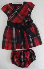 Ralph Lauren Girls 2 Piece Dress Sleeveless Red Plaid Holiday Christmas Size 6M