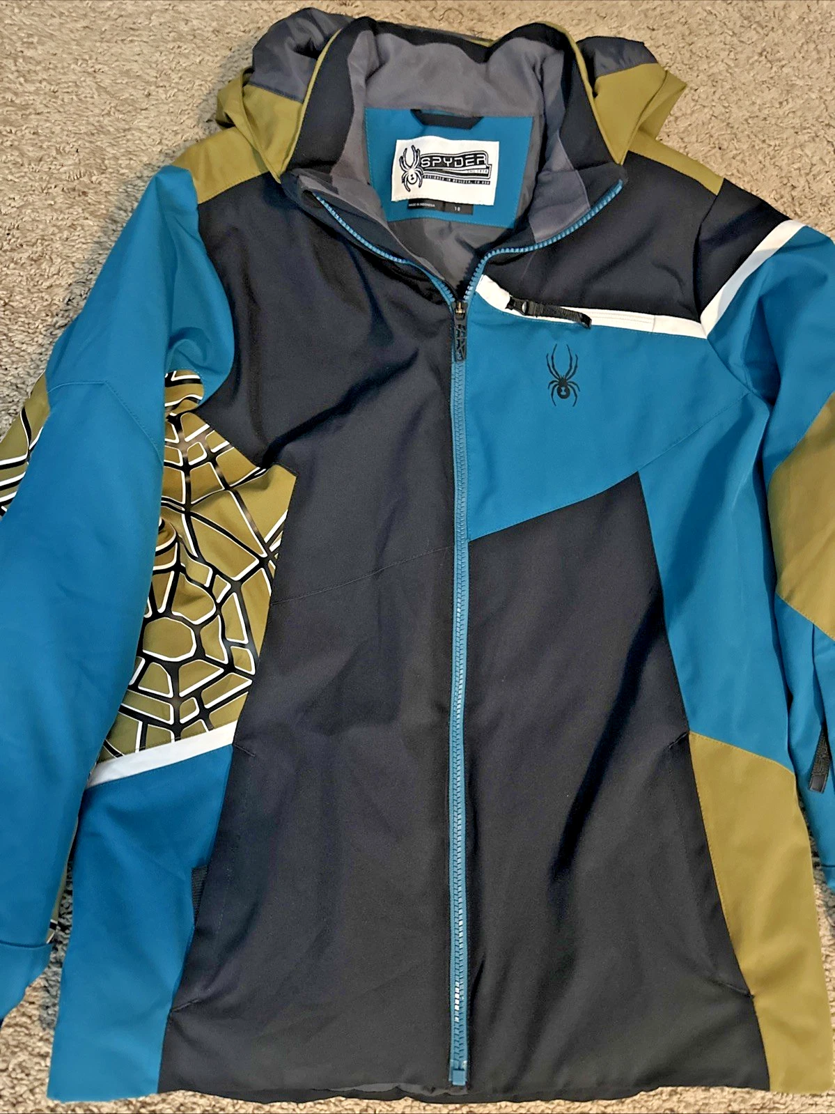 Spyder Boys Size 18 Ski Snowboard Jacket Hooded Winter Coat