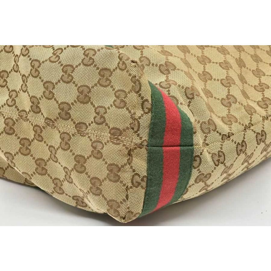 Gucci GG Canvas Tote Bag Beige Web Stripe Shoulder 189669 Used in