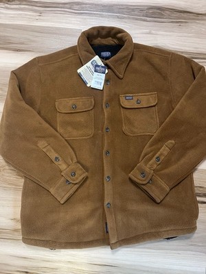 $70 New Smith's Workwear Shirt Jacket Mens XL Camel Brown Sherpa Lined Fleece