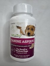 Vetality Canine Aspirin for Small-Med Dogs 10-50 lbs 75 Tabs Exp 3/26 New
